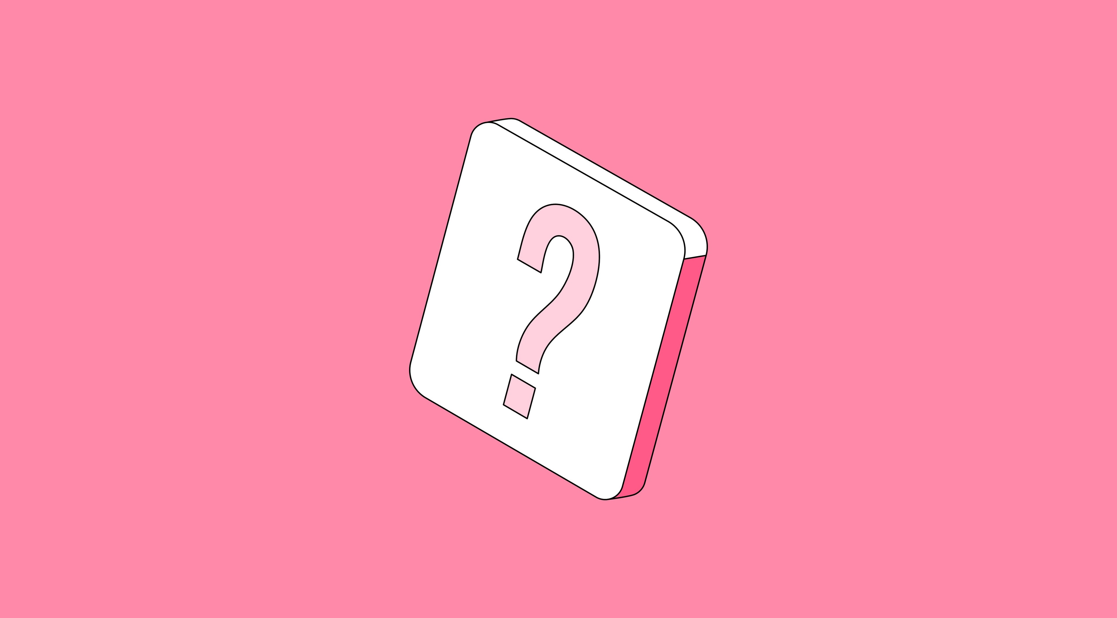 A floating question mark inside a 3D square.