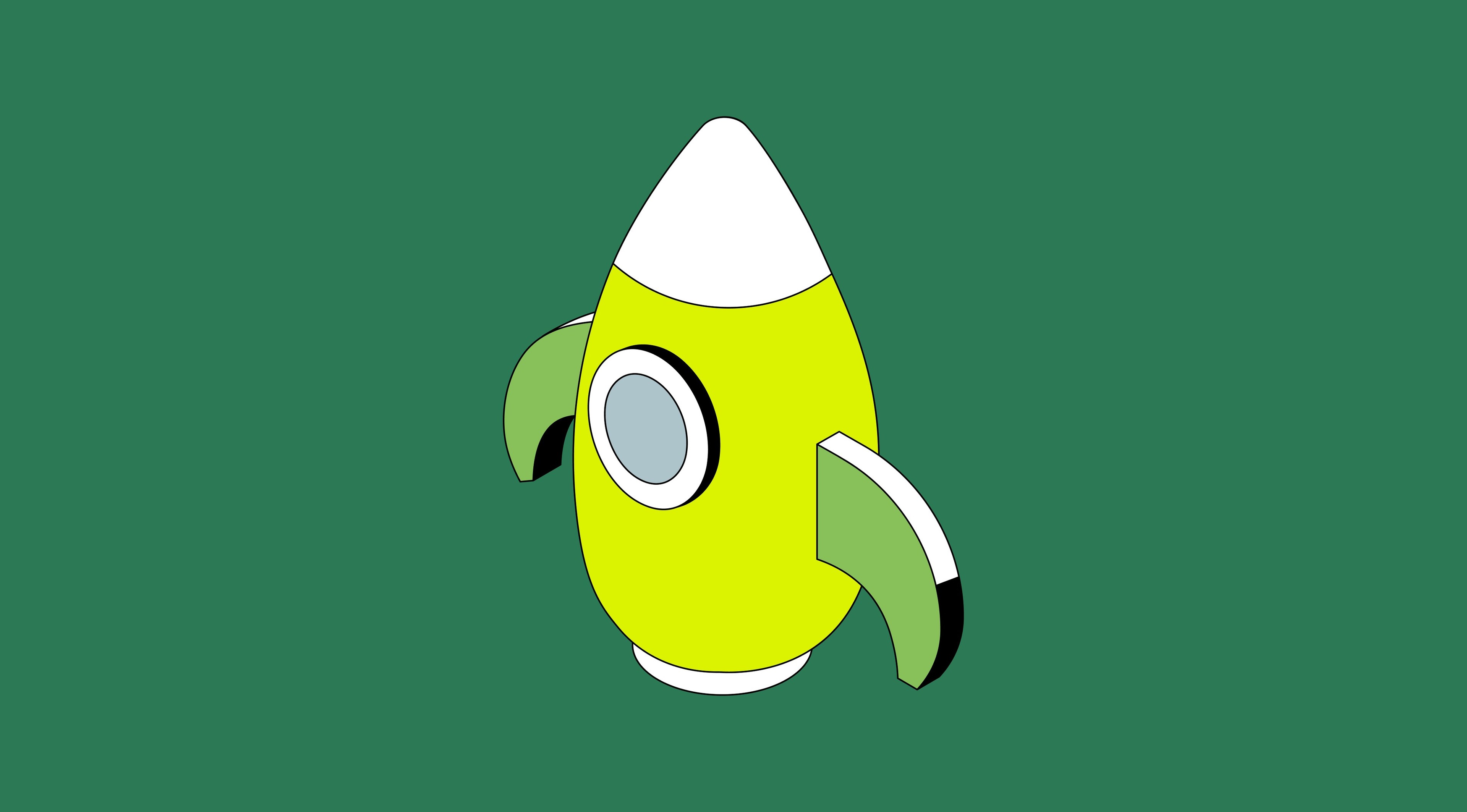 A rocketship representing a startup.