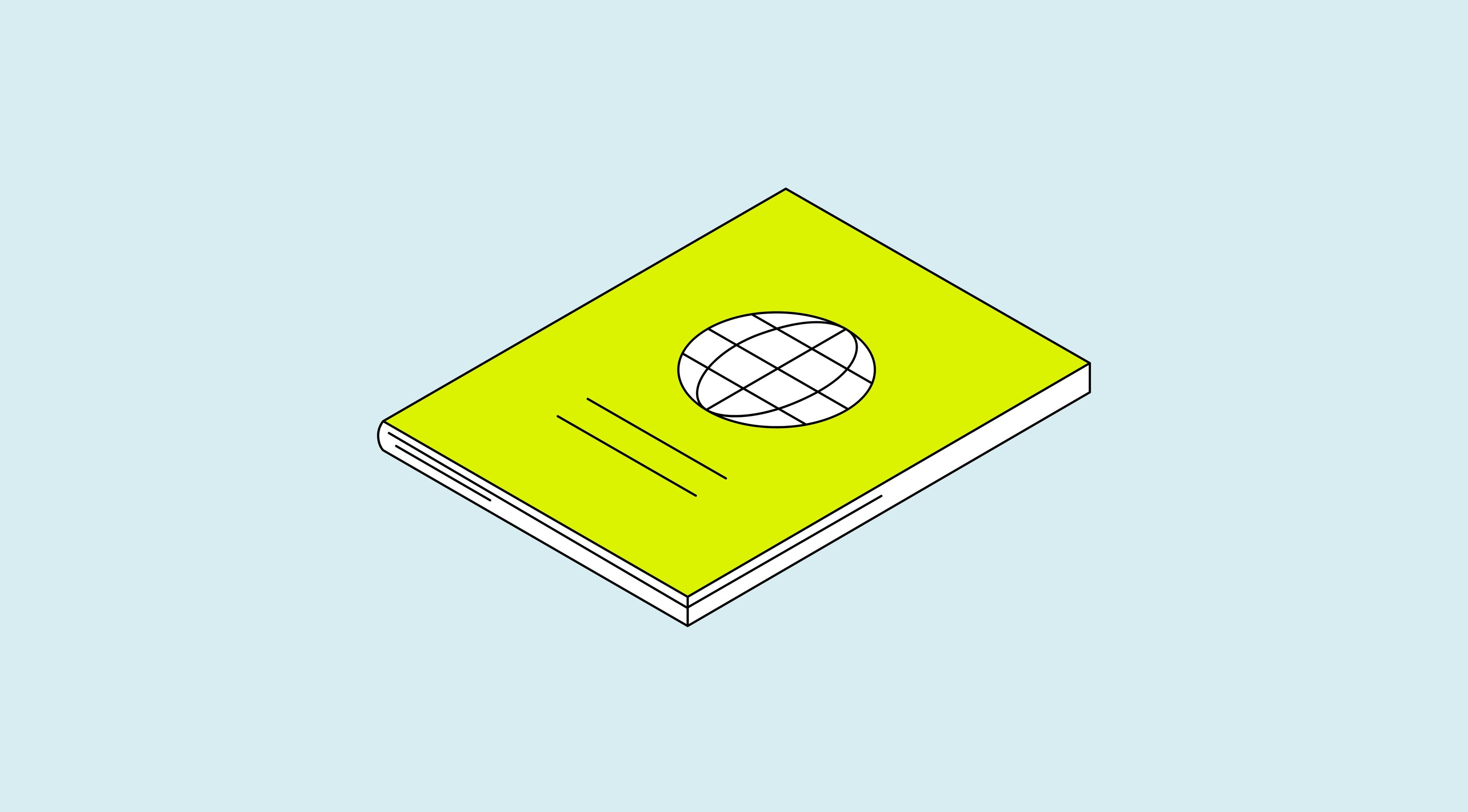 Book with earth logo on it